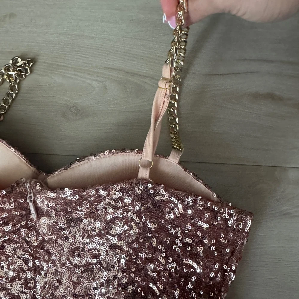 Sparkling Sequin Jumpsuit in Rose Gold - Picture 7 of 7